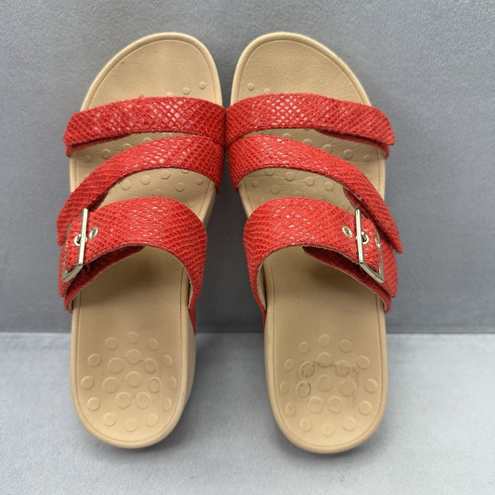 Vionic Pacific Rio Womens Size 8 Sandals Red Lizard Platform Adjustable 3 Strap - Picture 6 of 8
